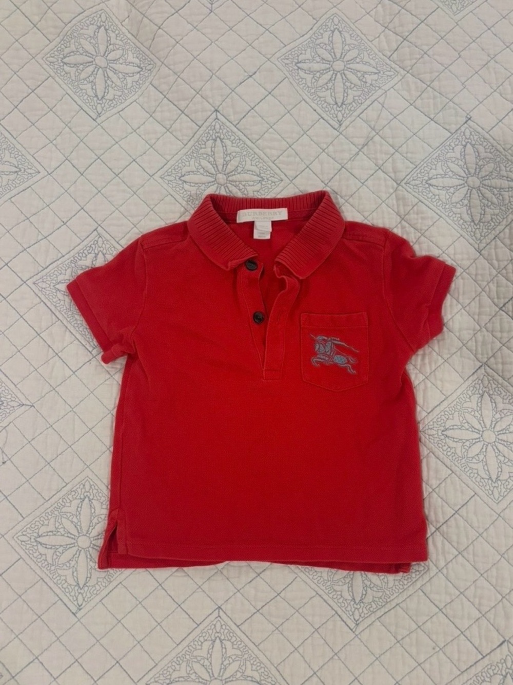 Burberry Red Kids Polo with Embroidered Motif